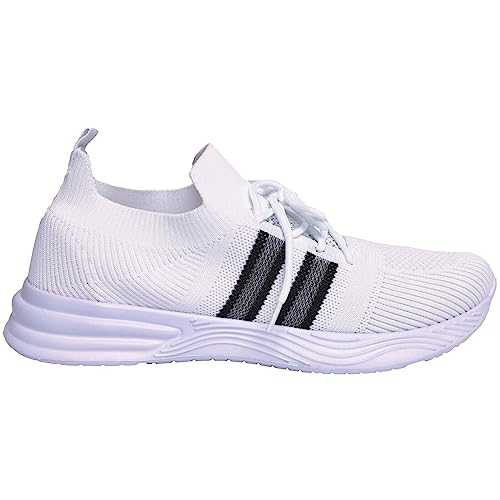 MIG MUD ICE GRAVEL Mens Sports & Leisure Trainers - Casual Work Leisure Gym Sports Running Shoes for Men - Black & White - Size 6 to 11 UK