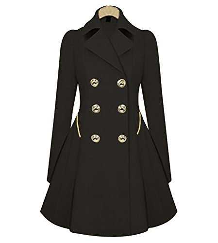 MISSMAO Vintage 1950s Retro Statement Military Swing Trench Coat Jacket Ladies Winter Double Breasted Flary Coat