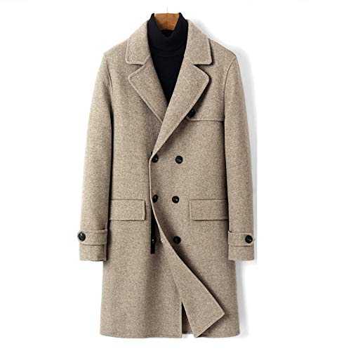 SCDXJ Men's Wool Long Trench Coat 100% Wool Coat Slim Fit Business Woolen Overcoat,XXXXL