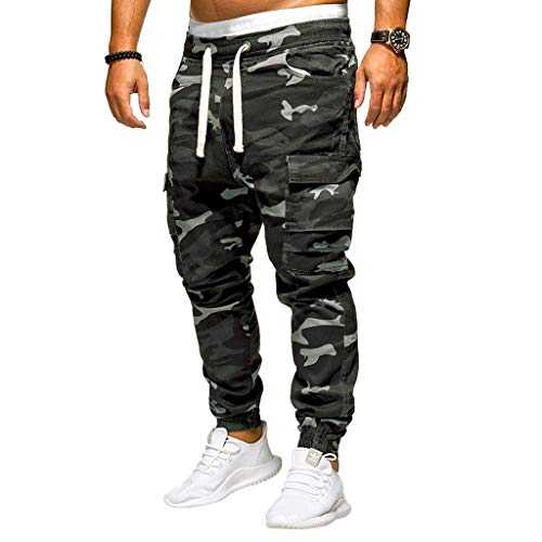Men's Casual Military Cargo Sport Slim Fit Jeans Jogging Mountain Tracksuit Bottoms Multi Pocket Workout Leisure Jeans Drawstring Elastic Waist Large Size Work Trousers