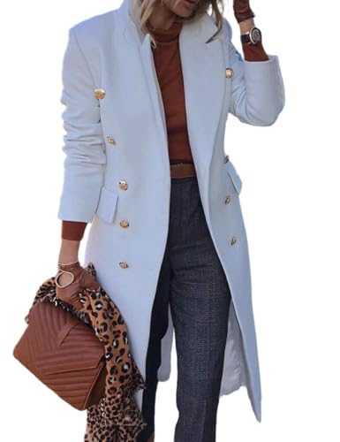 IDEALSANXUN Wool Coats for Women Long Trench Coat Peacoat Fall Fashion Winter Outfits Warm Dress Double Breasted Jackets