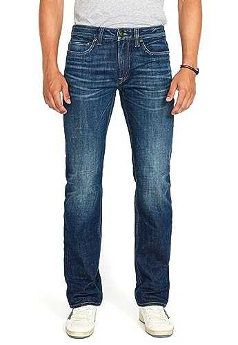 Buffalo David Bitton Men's Driven-x Relaxed Straight Fit Creased and Sanded Denim Pant Jeans