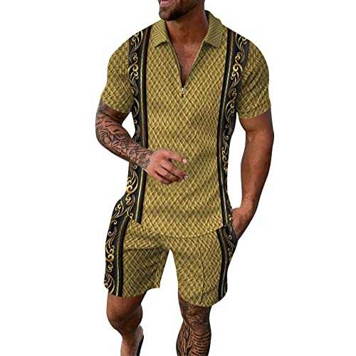 Cocila Men's 3D Short Sleeve Suit Shorts Beach Tropical HawaiianSS Body Sports Shorts Suit Sports Suit Suit Set for Men Slim Fit Tracksuit Bottoms Men Multi Pack