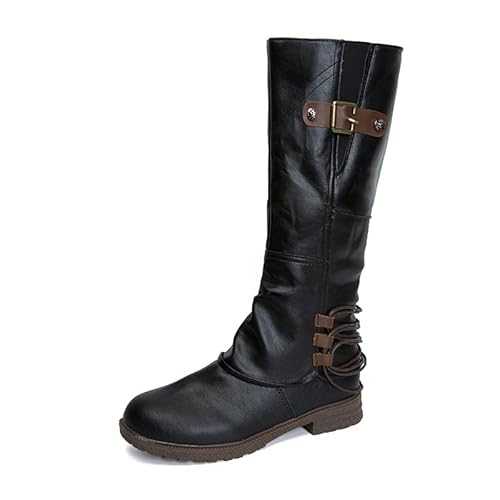 Winter Boots Wide Fit Long Shoes Biker Side Zip Boots length Calf Boots Durability Wedge Ankle Boots Casual Non Slip Pointed Toe Trekking Boots Comfort Extra Comfortable Walking Boots