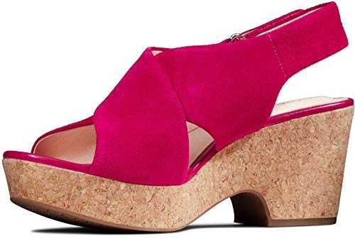 Clarks Women's Maritsa Lara Wedge Sandal, Fuchsia Suede, 5.5 UK