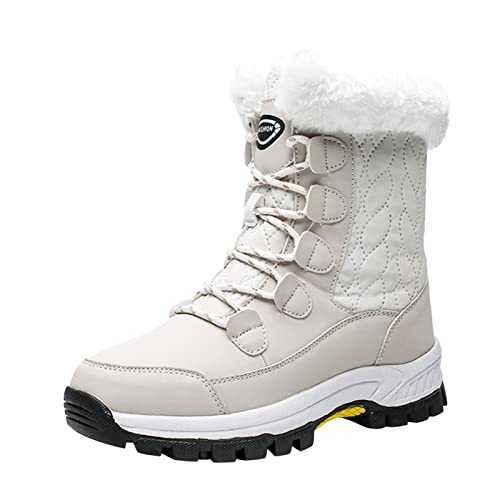 Yowablo Women's Ankle Boots Non-Slip Waterproof Warm Ankle Boots Casual Shoes with Lacing