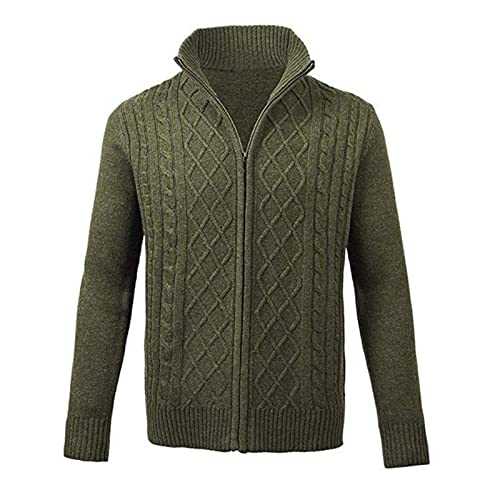 MILAX Full Zip Stand Collar Warm Jumper Mens Zip Up Knitted Cardigan Knitted Wool Jacket Cardigan Unisex Handmade Warm Mens Chunky Knitted Sweater Cardigan
