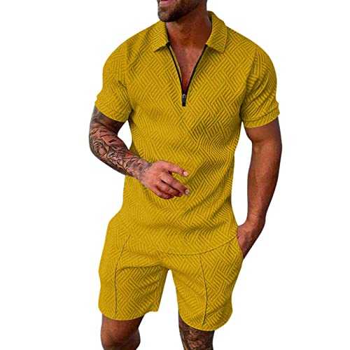 Men's Suit Two Suits Solid Color Shirt And Shorts Zipper Top Mens Slim Fit Wool61