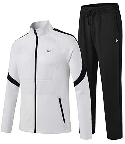 MoFiz Men's Tracksuits Set Gym Jogging Top Bottoms Joggers Workout Fitness Running Sweat-Suits Sportswear Set with Zip Pockets