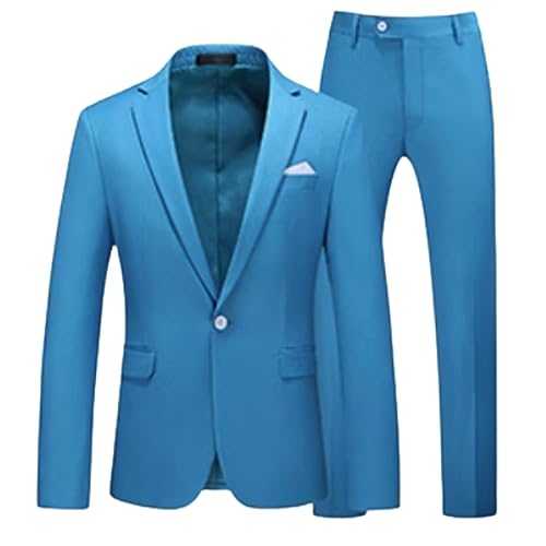 Big Tall Men's 2 pieces Suit Sets Jacket Pant Business Solid Color Formal Wedding Business Suits Dress