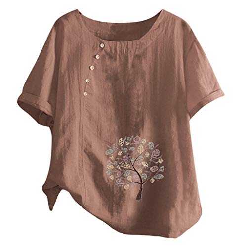 Women's Short Sleeve Print Floral O-Neck Top Blouse Shirt Button Women's Blouse Mesh Top Women's Glitter