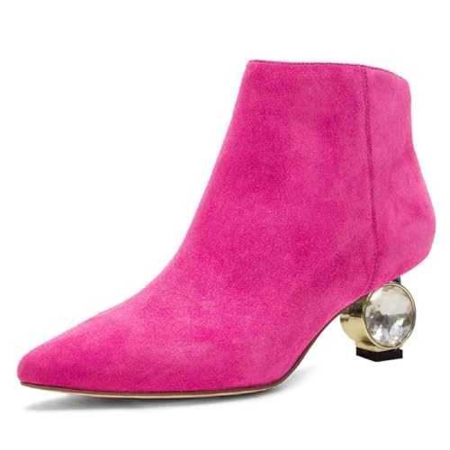 XYD Women Glitter Sequins Mid Kitten Heel Ankle Boots Pointed Toe Prom Party Dress Booties