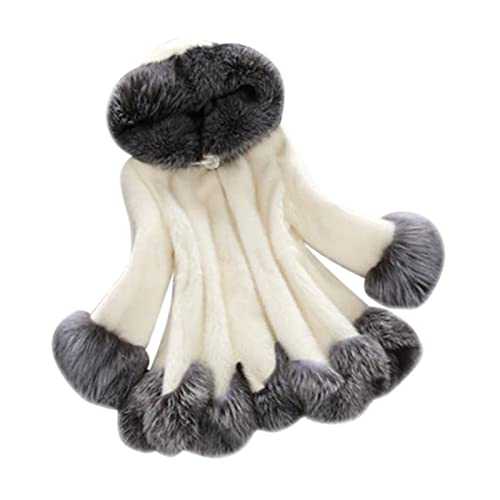 Women's Long Winter Jacket with Fur Hood Faux Fur Jacket Elegant with Hood Fur Jacket Plain Winter Coat Lined Plush with Fur Vintage Jacket Long Sleeves Women's Coat Oversize Faux Fur Coat
