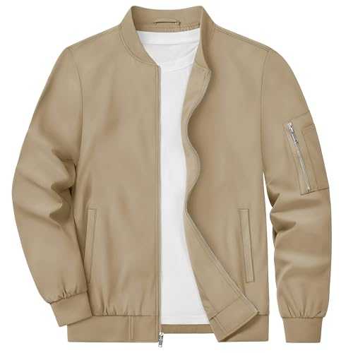 KEFITEVD Mens Lightweight Jacket Casual Bomber Jackets Military Windbreaker with Multi Pockets
