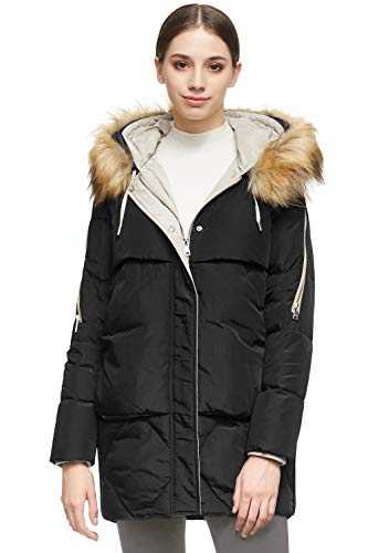 Orolay Women's Thickened Down Jacket Winter Coat with Fur Hood