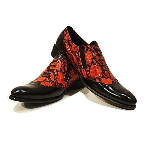 PeppeShoes Modello Inferno - Handmade Italian Leather Mens Color Red Moccasins Loafers - Goatskin Smooth Leather - Slip-On