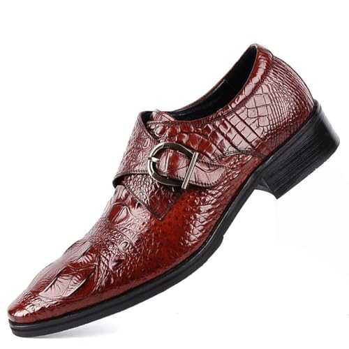 SFSSWSRYDF Men's Single Buckle Monk Strap Shoes Piont Toe Formal Dress Business Leather Oxford, Wedding & Office Business Shoes