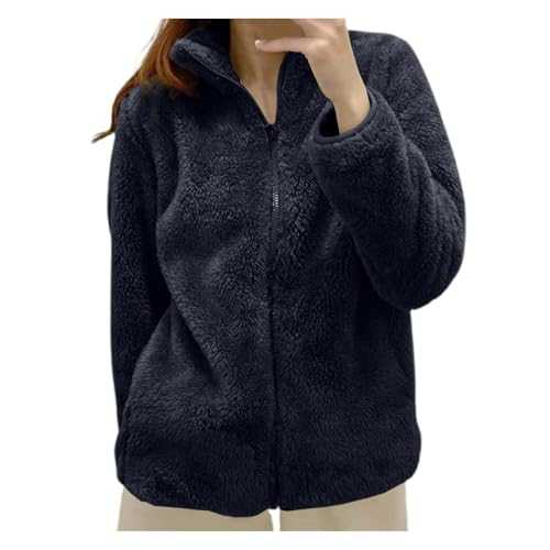 Celucke Women's Fleece Coats UK, Winter Warm Teddy Fleece Jackets Soft Coat, Hooded Overcoat Cardigan Full Zip Casual Loose Comfy Ladies Jumper Tops UK, Padded Puffer Jackets for Women