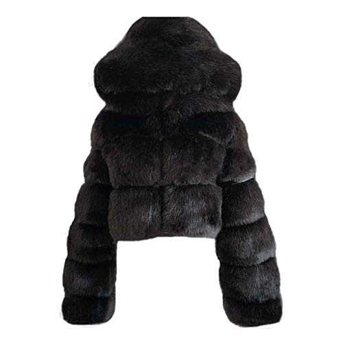 Faux Fur Coats Women's Cropped Faux Fur Jacket Solid Color Fluffy Long Sleeve Zip Up Jacket Winter Warm Fuzzy Jacket Elegant Ladies Puffer Short Coat Outerwear for Party