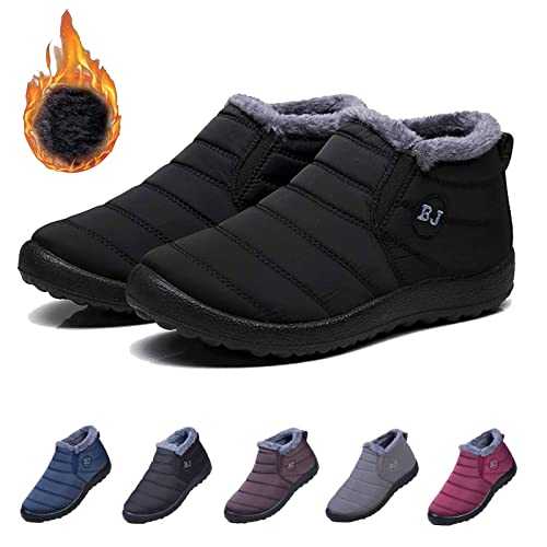 Boojoy Winter Boots, Boojoy Shoes, Bj Boots Women Men Winter Snow Boots Waterproof Anti-slip Ankle Booties Outdoor Warm Lined Shoes