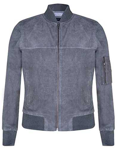Mens Goat Suede Bomber Jacket Real Genuine Leather MA-1 Varsity Retro