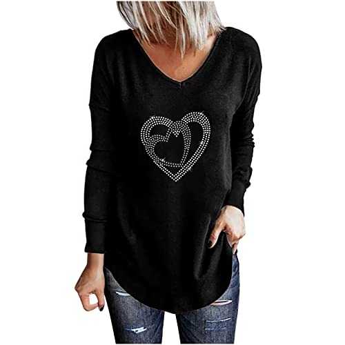 Women Blouse Sale Clearance Party Elegant Short/Long Sleeve Tops for Work UK Solid V Neck Long Sleeve T Shirt Shiny Sequin Polluver Blouse Tunic Tops Cute Halloween Christmas Dressy