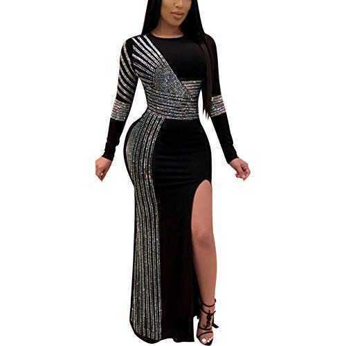 JUNBOON Women Sexy Hot Diamond Mesh See Through Party Club Night Bodycon Dress