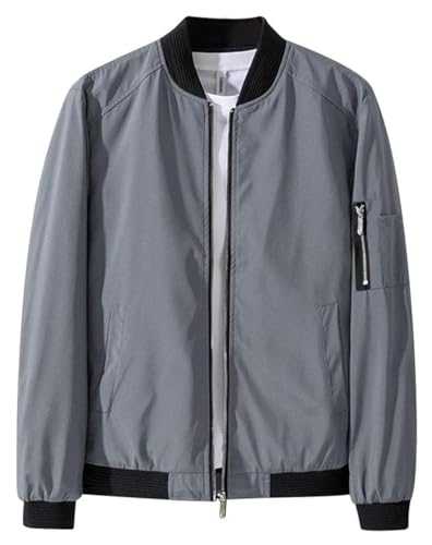 Zzkouine Men's Lightweight Bomber Jacket, Summer Transition Jacket, Flight Jacket, Leisure, with Pockets, Summer Blouson with Zip Pockets
