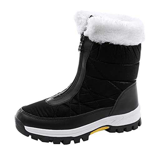 UK Size Women Snow Boot Size 5 Fashion Women Winter Water Proof Flat Zipper Keep Warm Snow Boots Comfortable Mid Boots Shoes Women Winter Shoes Shoe for Women UK Size Kitten Heel Flat