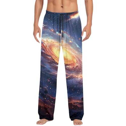 Generisch Tracksuit Bottoms, Men's Galaxy Print Casual Trousers, Elastic Waist, Casual Jogger Pants, Casual Cargo Trousers with Wide Leg, Hip Hop Style Jogging Bottoms with Drawstring