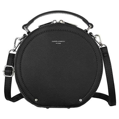 David Jones - Women's Round Crossbody Bag - Small PU Leather Rigid Should Bag - Top Handle Satchel Circle Zipper Handbag - Fashion Evening Clutch Bag - Casual Ladies Girls Purse