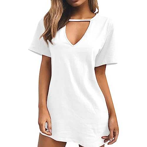 AMDOLE Summer Dresses for Women UK Neck Short Sleeved Loose Casual Dress Summer Dress