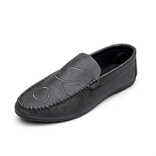 New Mens Loafers Shoe Simple Moccasins Shoes Leather Flexible Lightweight Flat Heel Walking Slip On