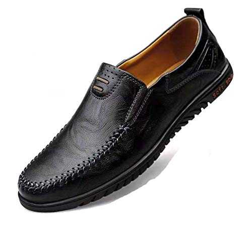 Genuine Leather Men Shoes Luxury Brand 2020 Italian Casual Slip on Formal Loafers Men Moccasins Italian Male Driving Shoes Yellow Brown 8.5