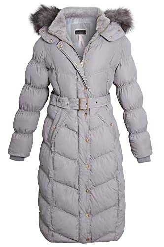 shelikes Womens Coat Long Fur Trimmed Hooded Padded Puffer Parka Ladies Winter Jacket