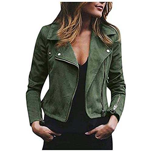 women's suede jackets Biker Jacket Full Zip Up Long Sleeve Outercoat Sportwear Running Jacket autumn winter jackets outdoor down jackets Faux Suede Utility Biker Jacket Bomber Jacket