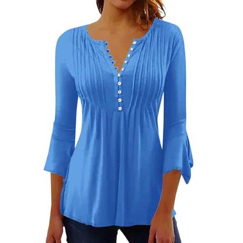 Women's Tops Summer Printed Women's Top with 3/4 Sleeves Blouse Tops Women's Blouse Short Sleeve T Shirt V Neck T Shirt Women Long Sleeve Tops for Women