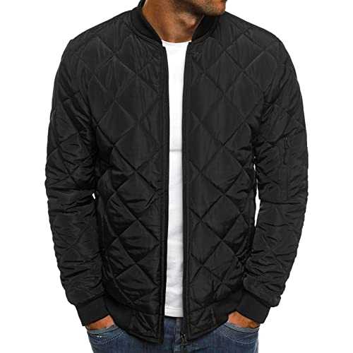 Mens Bomber Puffer Jackets Lightweight Diamond Quilted Jackets Fall Winte Warm Padded Coats Outwear