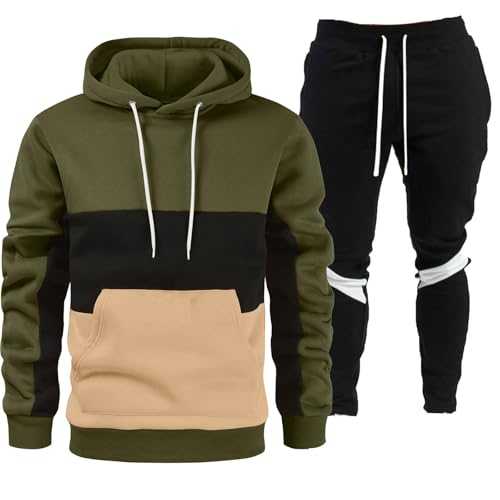 Full Tracksuit Set Mens Basic Hoodie & Jogger Set Full 2 Piece Tracksuits Workout Sets Gym Contrast Jogging Full Tracksuit Hoodies Sweatshirt Sweatpants Sportwear Activewear Sweatsuit