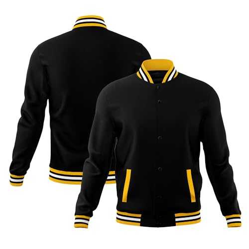 KXK Men’s Fashion Varsity Jacket Causal Cotton Letterman Baseball Bomber Jacket Lightweight Coat