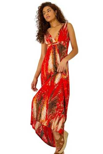 Roman Originals Maxi Dress for Women UK Ladies Twist Knot Front Floral Summer Party Casual Holiday Bohemian Boho Beach Evening Long Floor Length Sleeveless V Neck
