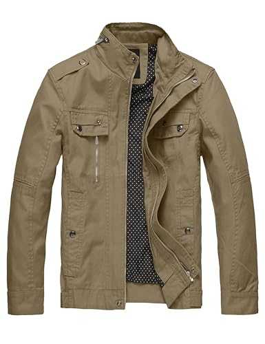 Wantdo Men's Lightweight Cotton Jacket Outdoor Windbreaker Coat Classic Full-Zip Jackets Stand Collar Jackets