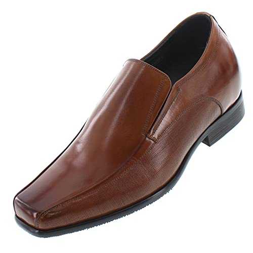 CALTO - Y3022-3 Inches Taller - Height Increasing Elevator Shoes - Copper Brown Slip-on Dress Shoes