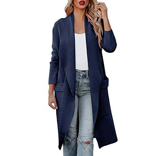 WILLBEST Women Long Sleeve Lapel Button Down Cardigan Fashion Ribbed Knit Cardigan Coat Lightweight Open-Front Kimono Outwear Sweater Tops Jacket