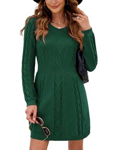 FemiChic Winter Jumper Dress for Women Knitted Sweater Dress Ladies Pullover Dress Round Neck Long Sleeve Waist Up Casual Elegant Dress