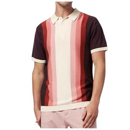 Mens Vintage Striped Polo Shirts Knit Golf Polos Designer Pullover Lapel Collar Cotton Top Slim Fit Short Sleeve T Shirt