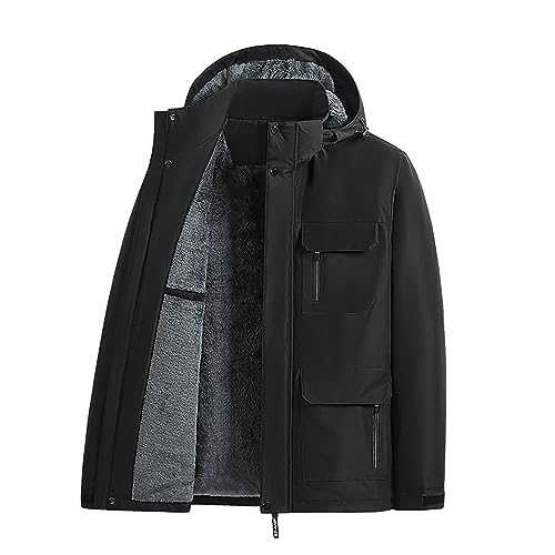 Cocila Mens Old Jacket Winter Solid Polar Thickened Windproof And Rainproof Hooded Coat Breathable Outdoor Jacket Cowboy Clothes Men Men'S 3/4 Length Coat Mens Olive Green Jacket
