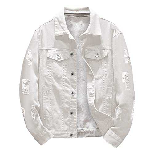 LOIJMK Denim Jackets Men's Loose Plain Casual Jacket with Stand-Up Collar Button Placket Bomber Jacket Men's with Flap Pocket Baggy Pilot Jacket Classic Fashion Motorcycle Jacket Denim Jacket
