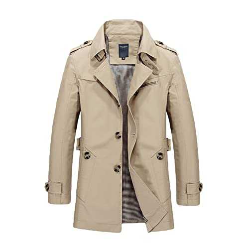YAOTT Mens Coats Regular Fit Wool Trench Coat Thick Winter Peacoats Mid-Length Military Jackets Wool Coats Casual Peacoat Winter Tweed Trenchcoat Lightweight Windbreaker Long Poncho