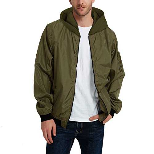 Sweat Hooded Jacket Men's Bomber Jacket Hoodie Mens Summer Bomber Jackets Baseball Lightweight Jacket Windbreaker Coat Sports Jacket Men's Flight Bomber Jacket Windproof Waterproofer Windbreaker